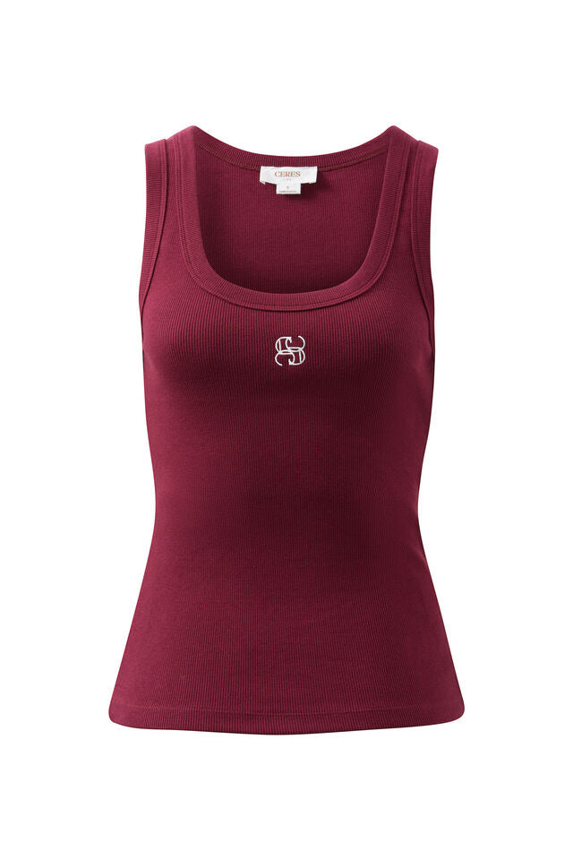 Contour Rib Scoop Tank - Pomegranate