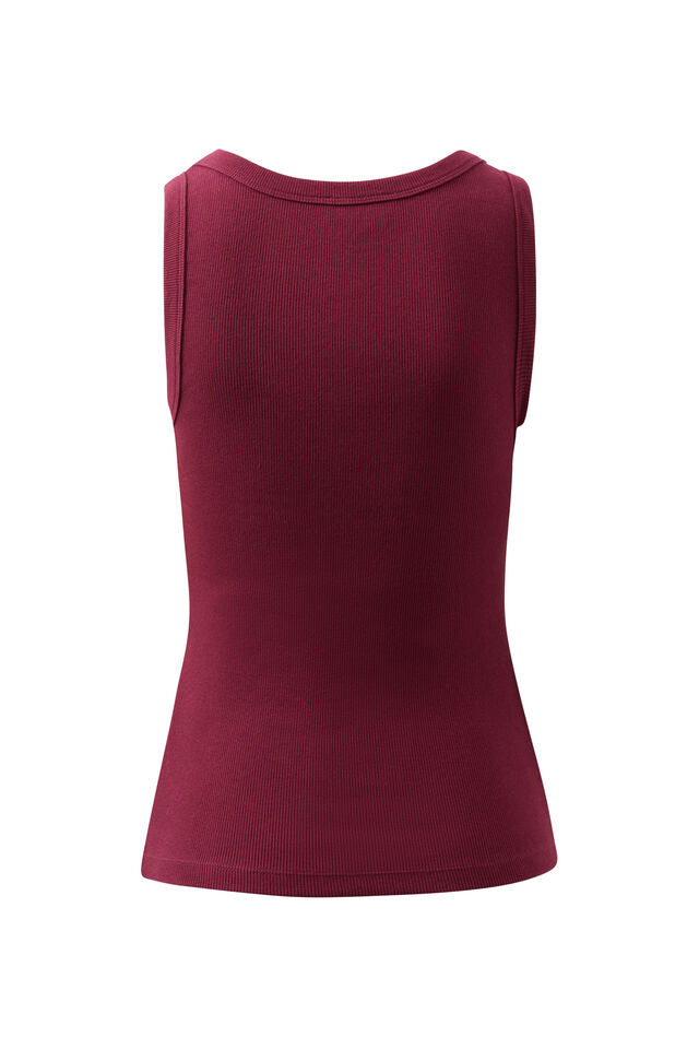 Contour Rib Scoop Tank - Pomegranate