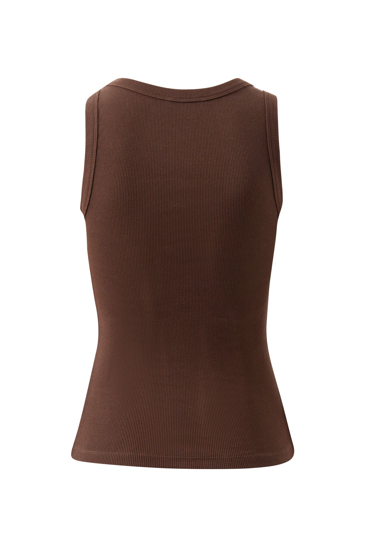 Zoe Contour Rib Scoop Tank - Chocolate