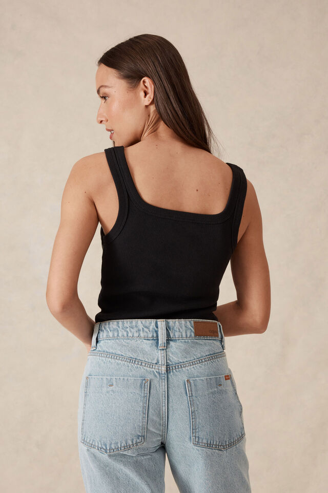 Contour Rib Scoop Tank - Black