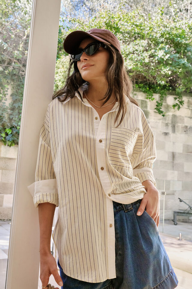 Peta Oversized Shirt - Sunny Yellow Stripe