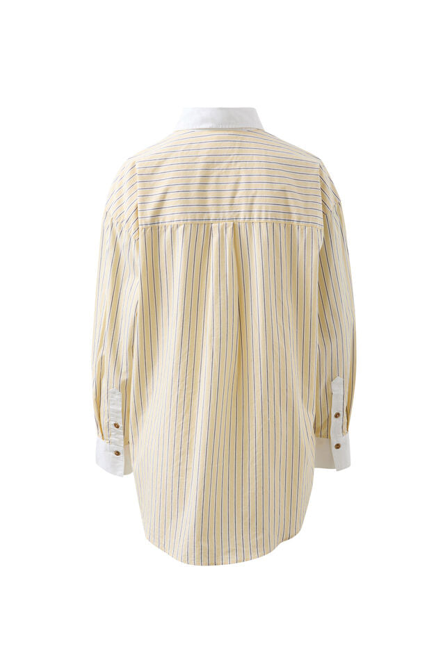Peta Oversized Shirt - Sunny Yellow Stripe