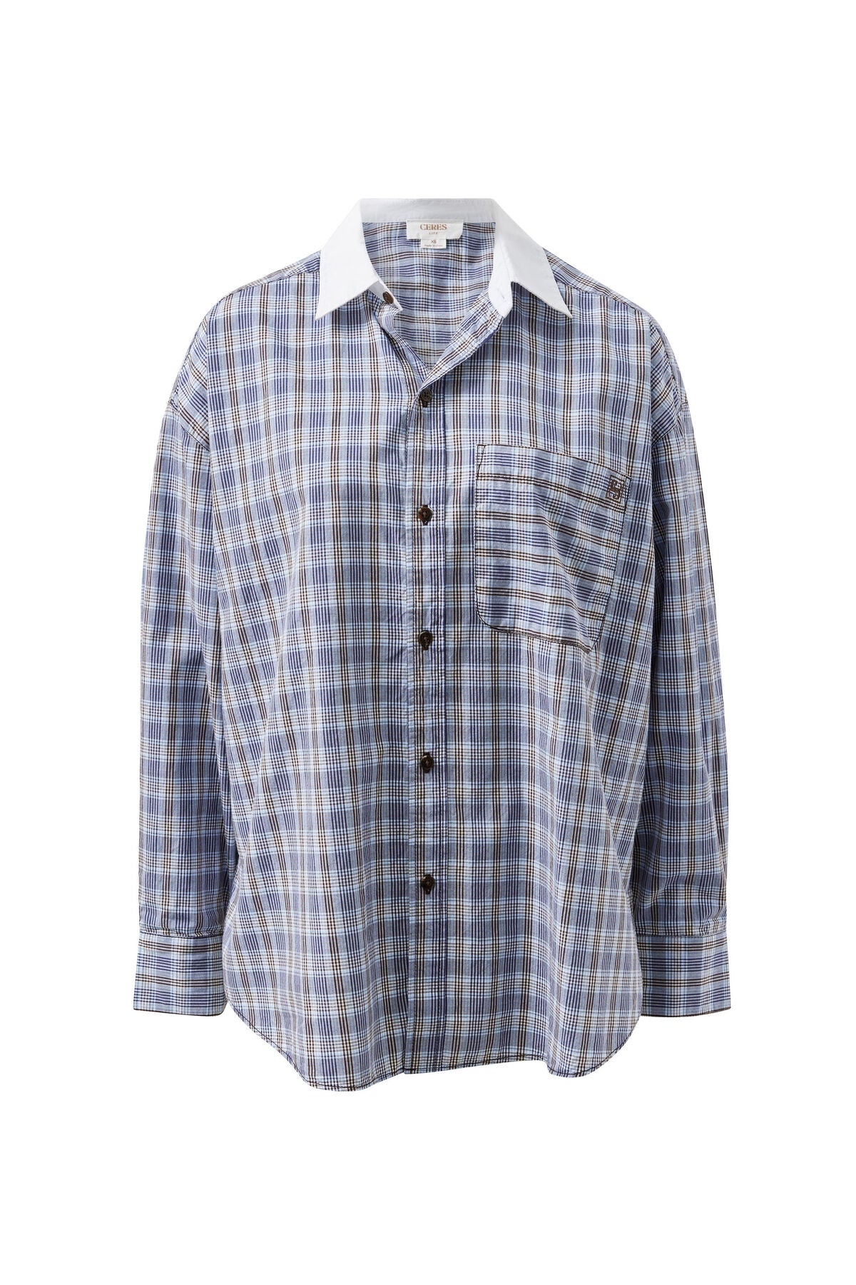Peta Oversized Shirt - Blue Chocolate Check