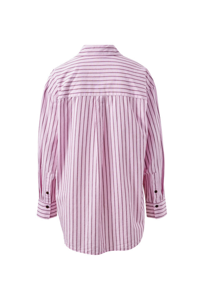 Peta Oversized Shirt - Sunfaded Pink Stripe