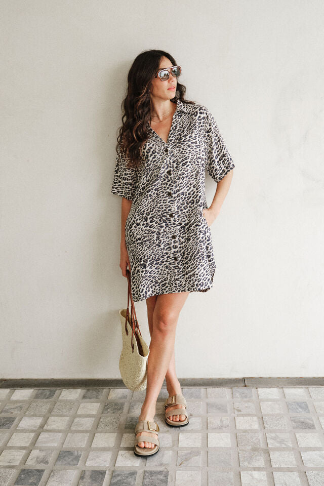 Boxy Shirt Dress - Leopard