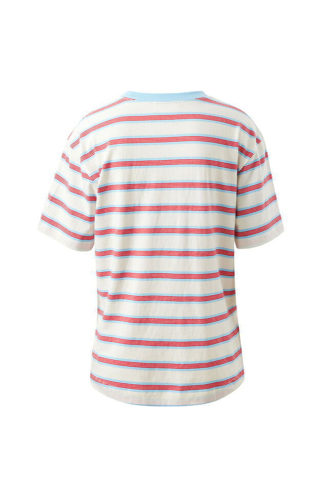 Stevie Slouchy Tee - Milk Red Fresh Blue