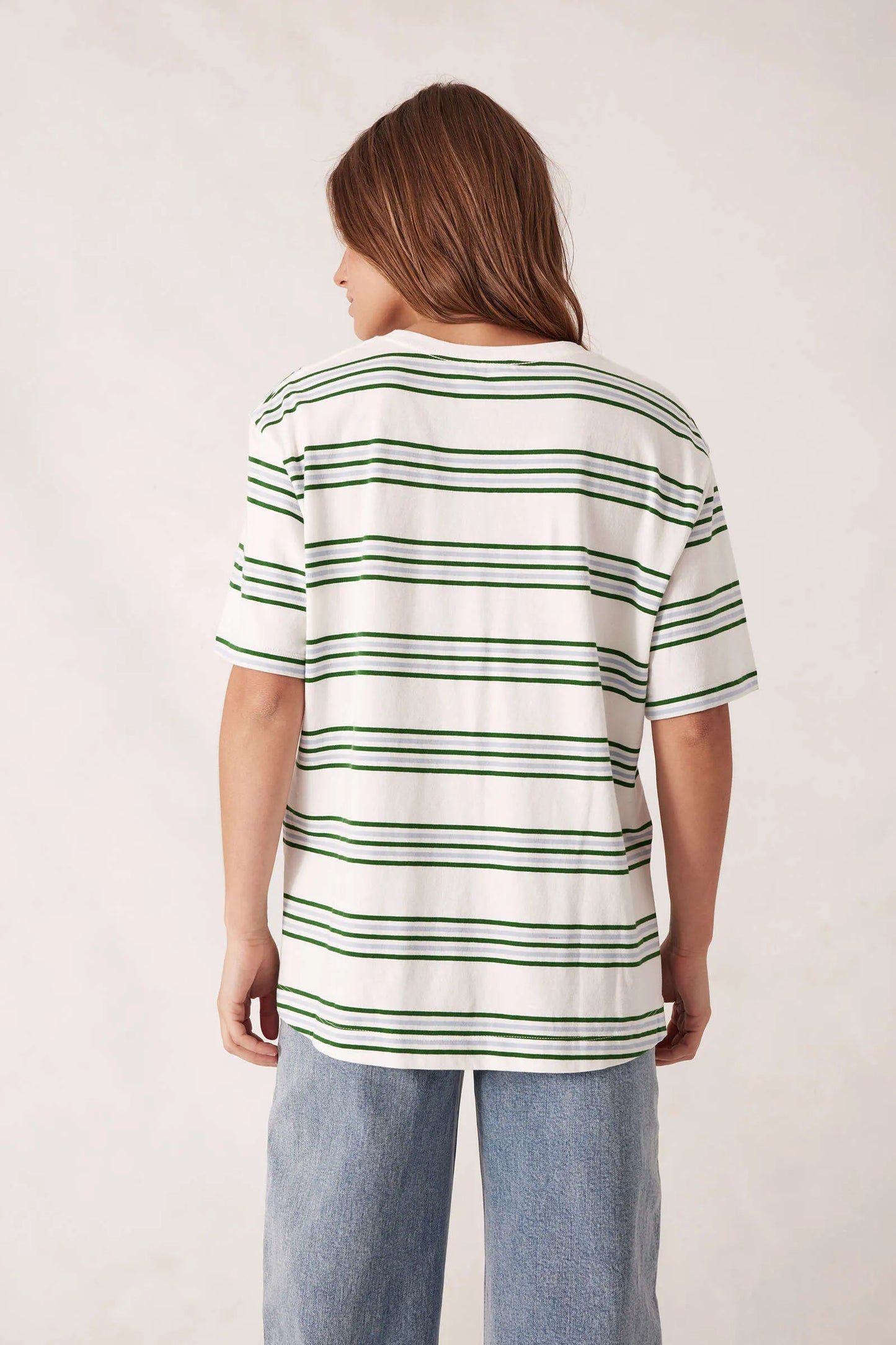 Stevie Slouchy Tee - Green Retro Stripe