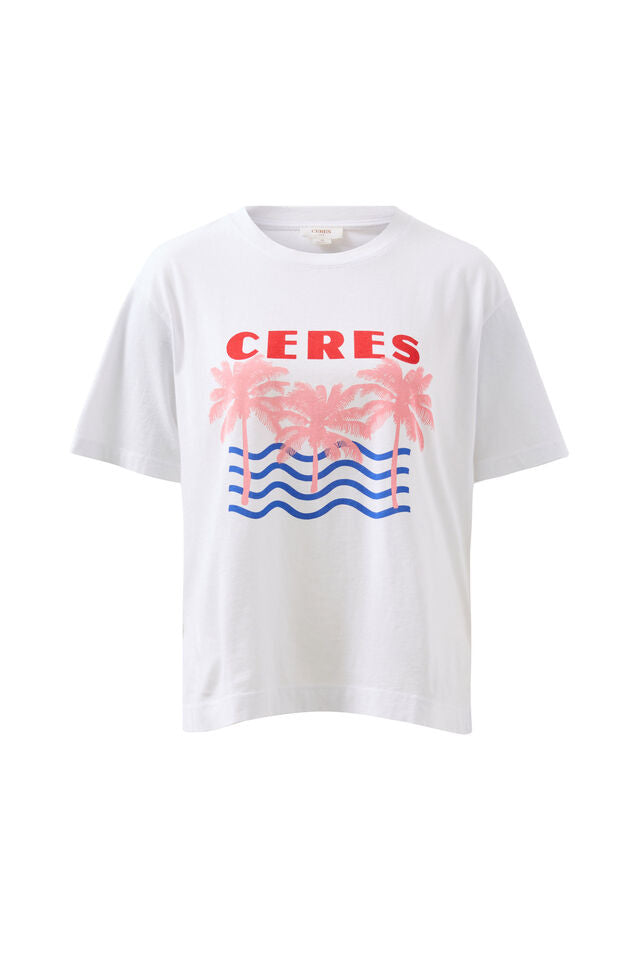Stevie Slouchy Tee - Retro Palms