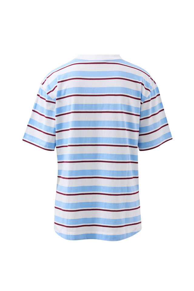 Stevie Slouchy Tee - Pomegranate Retro Stripe