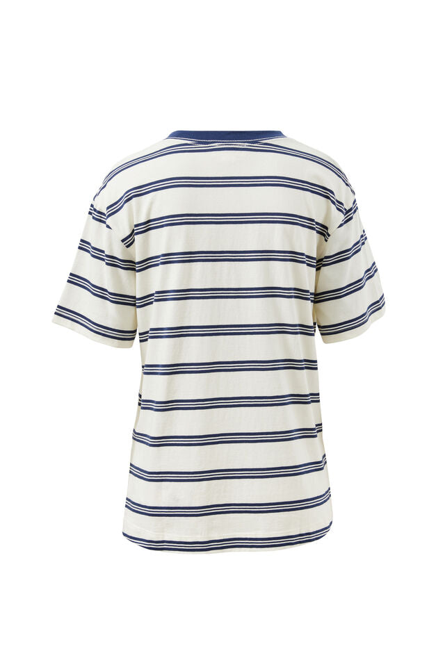 Stevie Slouchy Tee - Milk Heritage Navy Stripe