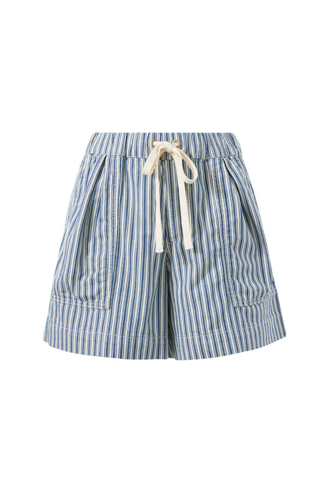 Relaxed Everyday Short - Lagoon Blue Stripe