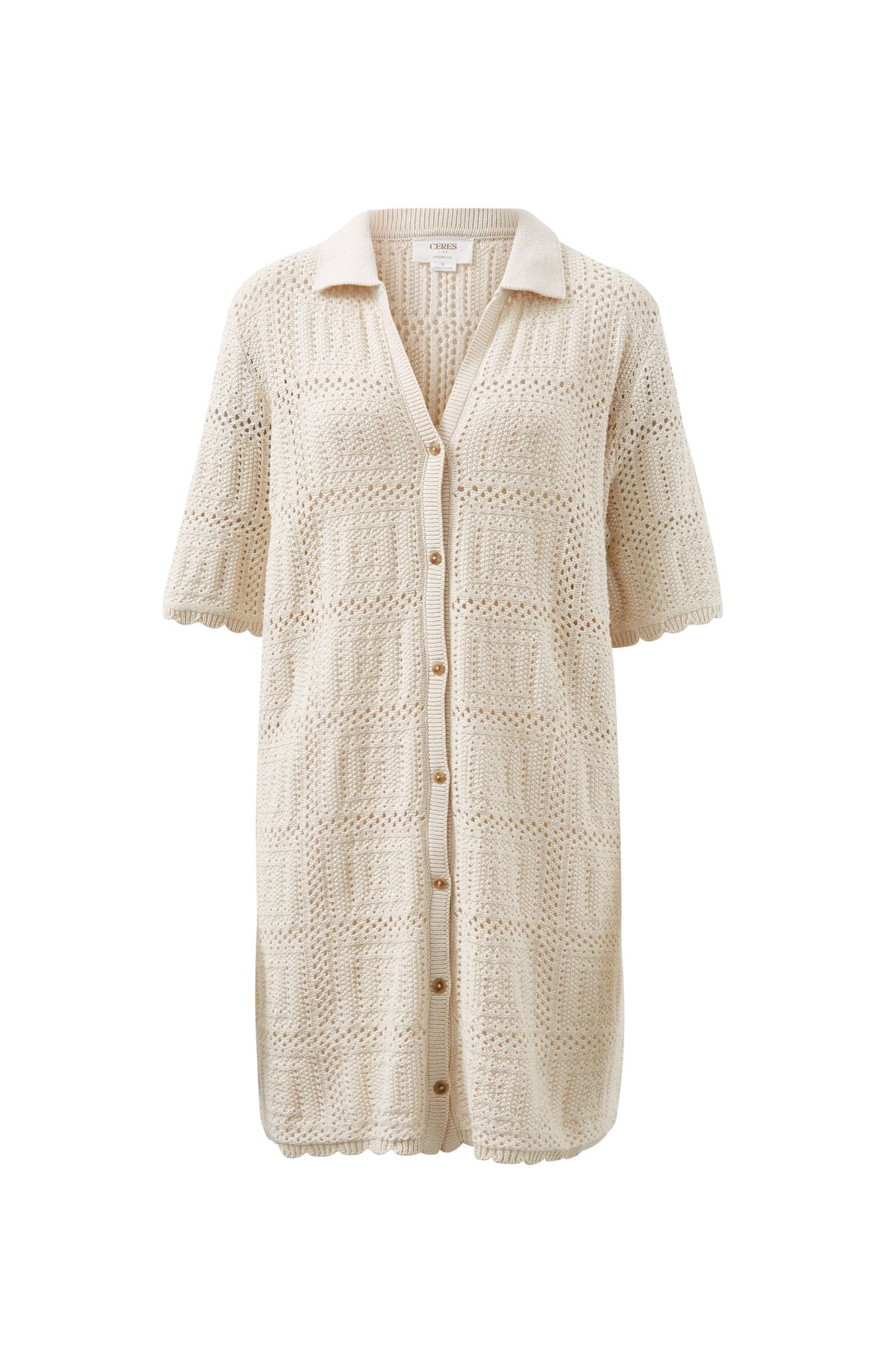Square Knit Mini Dress - Ecru