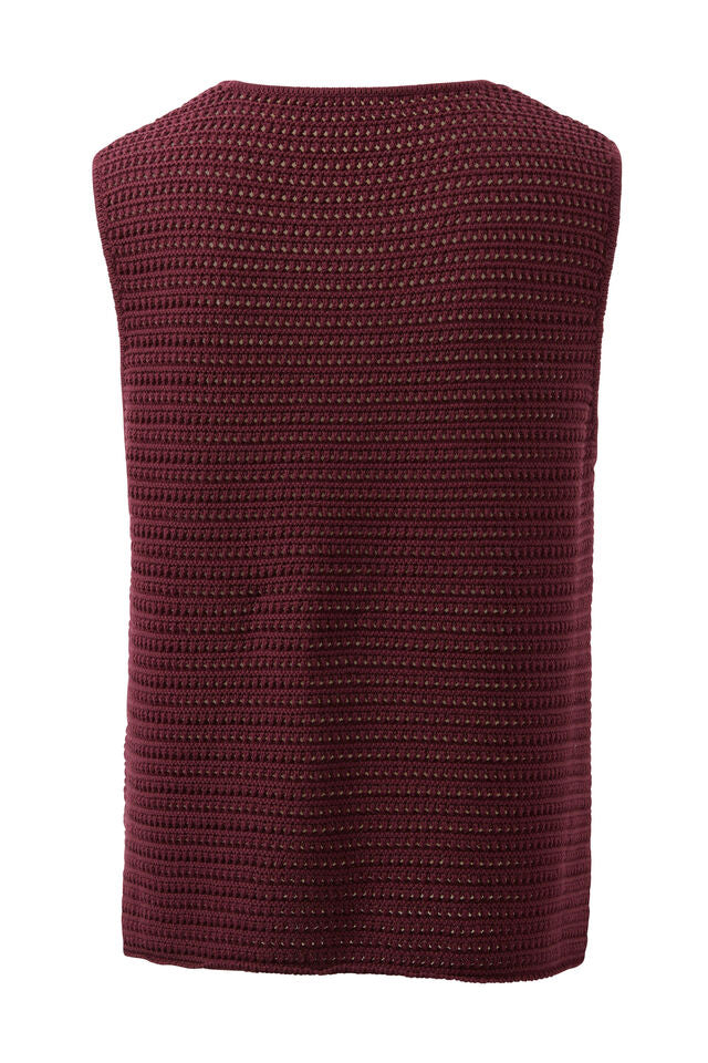 Mesh Knit Tank - Wine