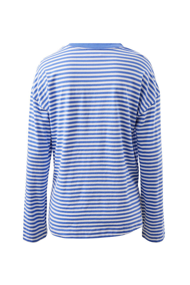 Scout Slouchy Long Sleeve Tee - Vintage Blue White Stripe