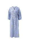 Crinkle Midi Dress - Cobalt Stripe