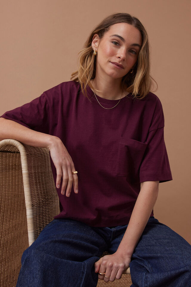 Boxy Pocket Tee - Rasin