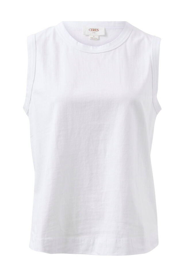 Tara Boxy Tank - White