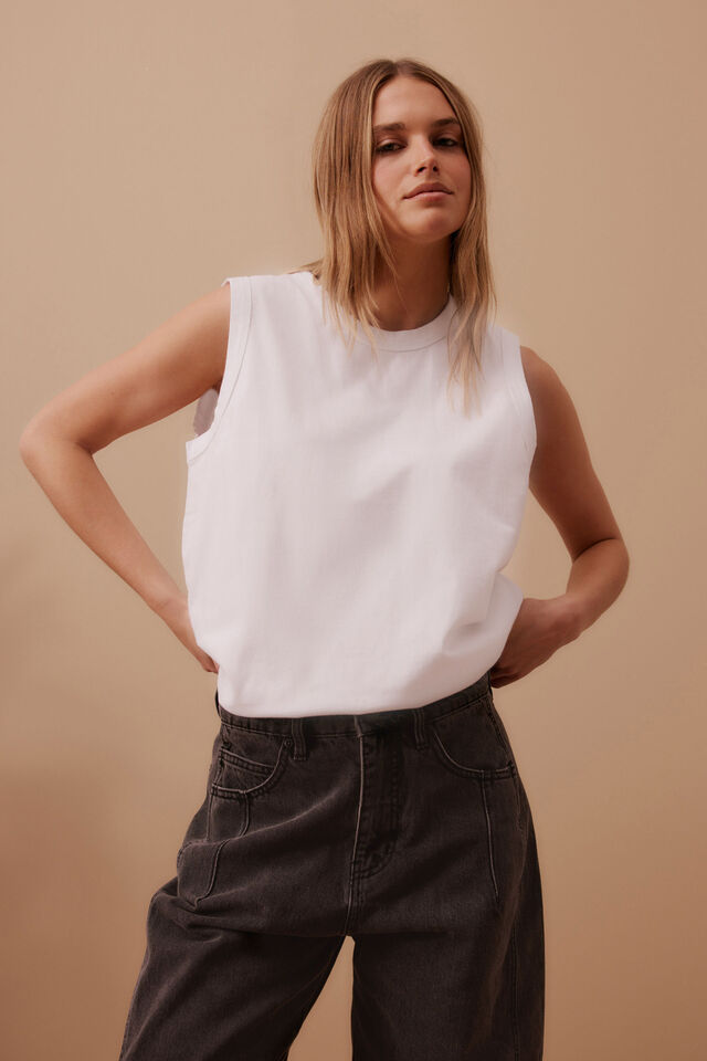 Tara Boxy Tank - White
