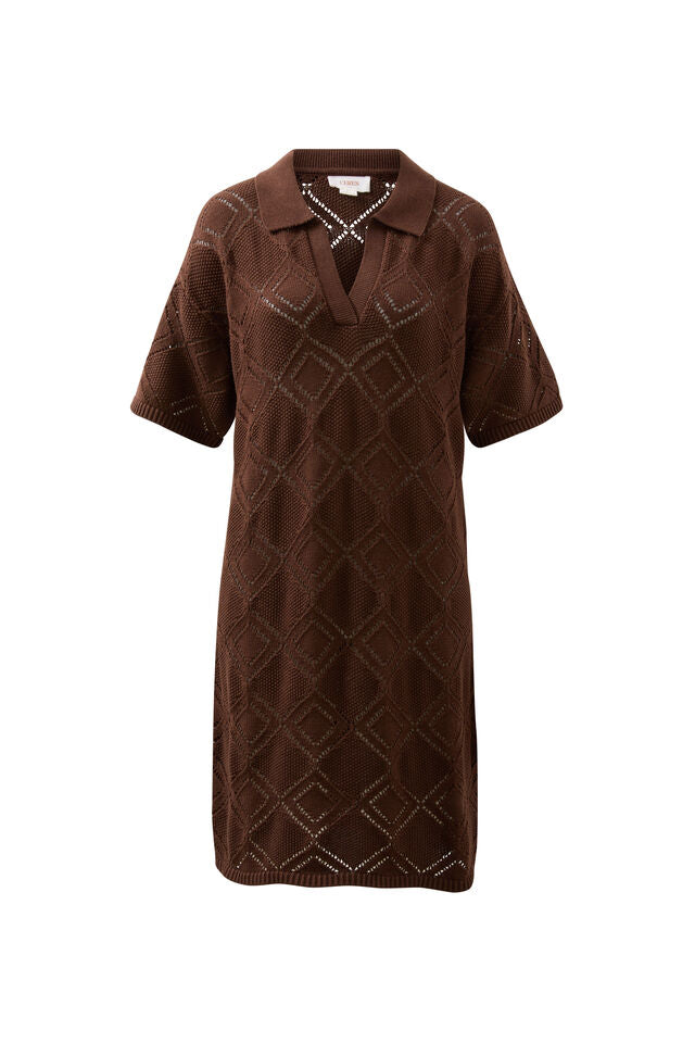 Daisy Diamond Knit Mini Dress - Chocolate