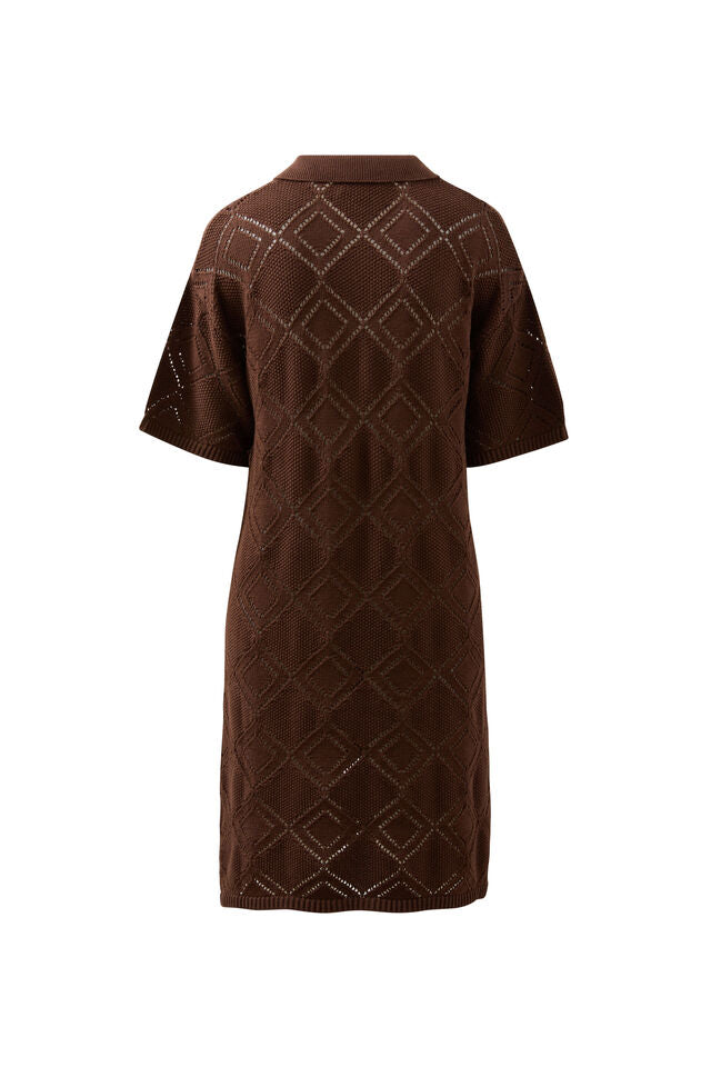 Daisy Diamond Knit Mini Dress - Chocolate