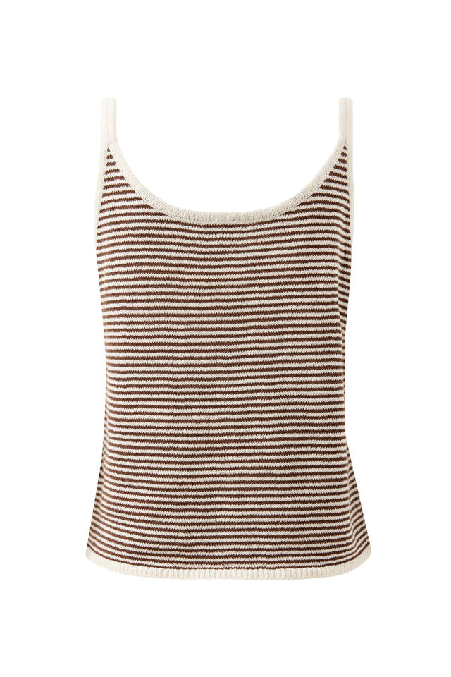 Fia Stripe Knit Tank - Chocolate