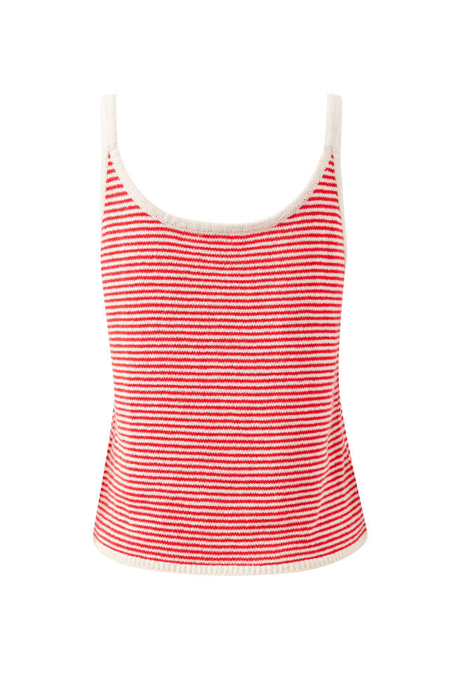 Fia Stripe Knit Tank - Fiery Red