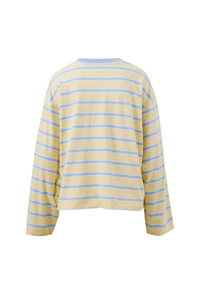 Beau Long Sleeve Slouchy - Butter China Blue Stripe