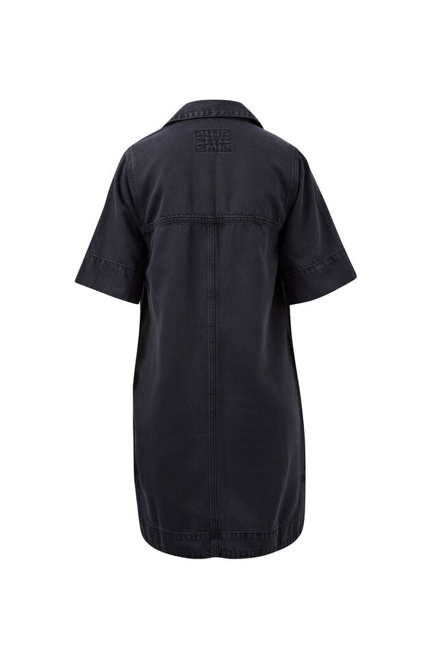Bonnie Relaxed Shirt Dress - Washed Black