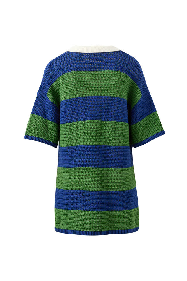 Mara Short Sleeve Knit Tunic - Basil Stripe