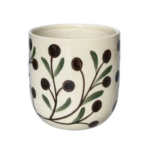 Olive Print Planter Brown 16cm