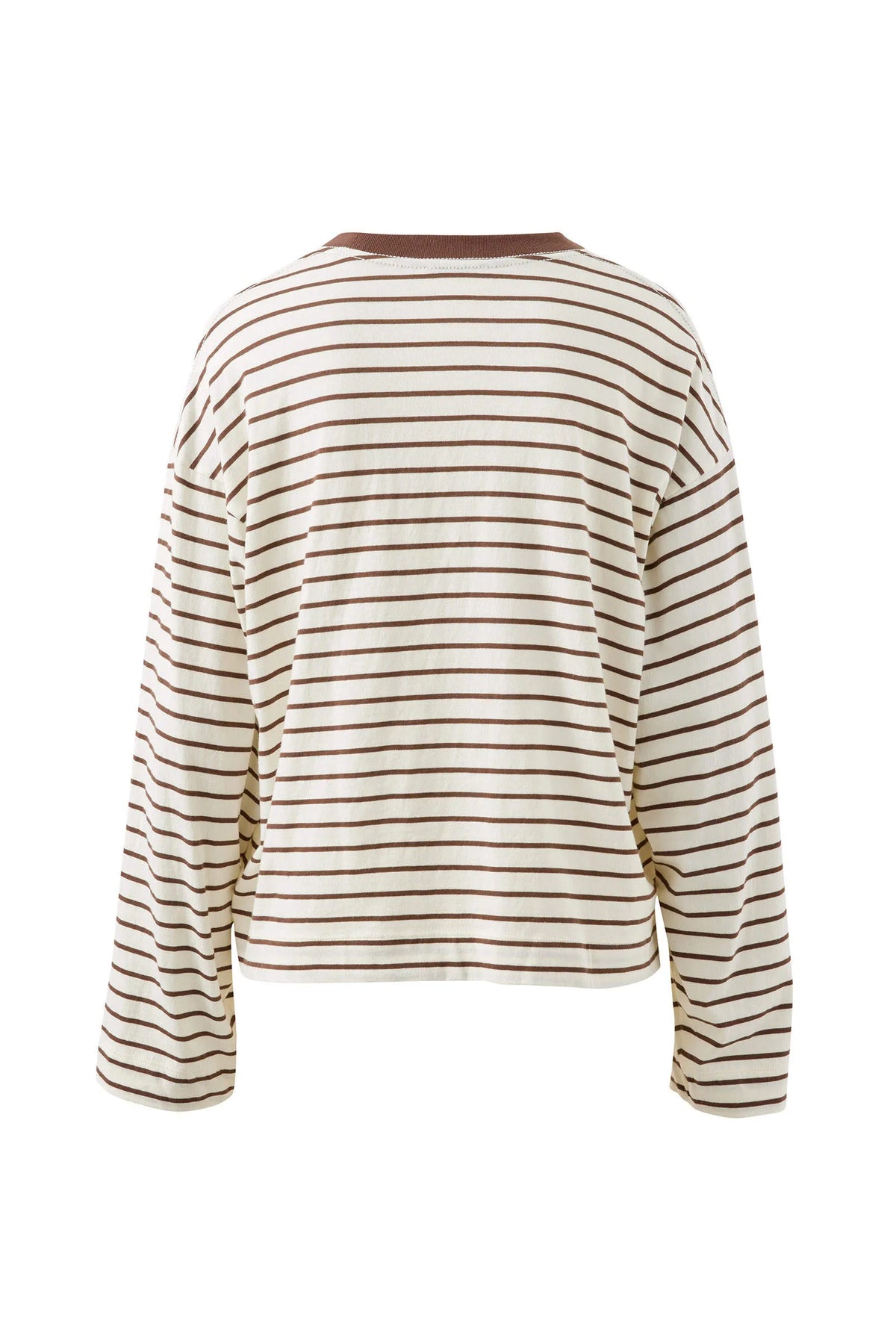 Beau Long Sleeve Slouchy - Milk Brunette Brown Stripe