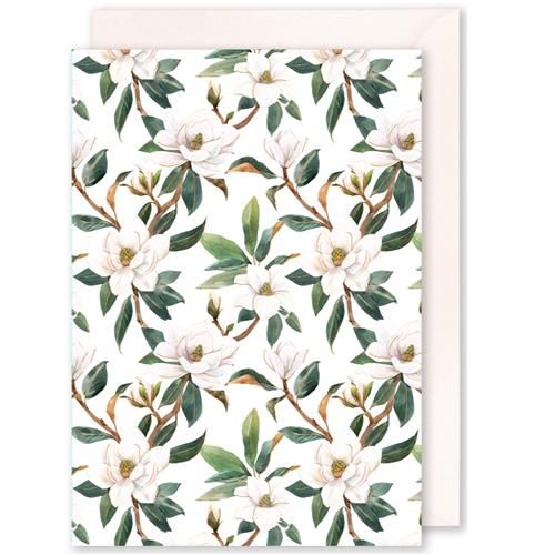 White Flowers magnolia greeting card