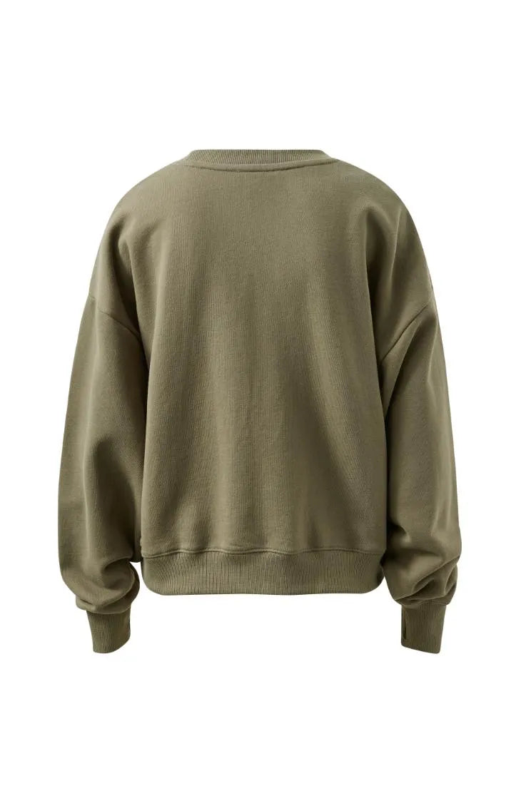 Quinn Slouchy Crew - Washed Olive