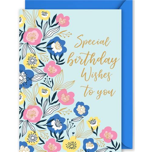 "Special Birthday Wishes to you" Floral Pattern Gift Card