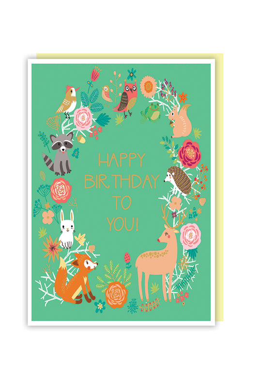 "Happy Birthday to You" Woodland Animals Gift Card