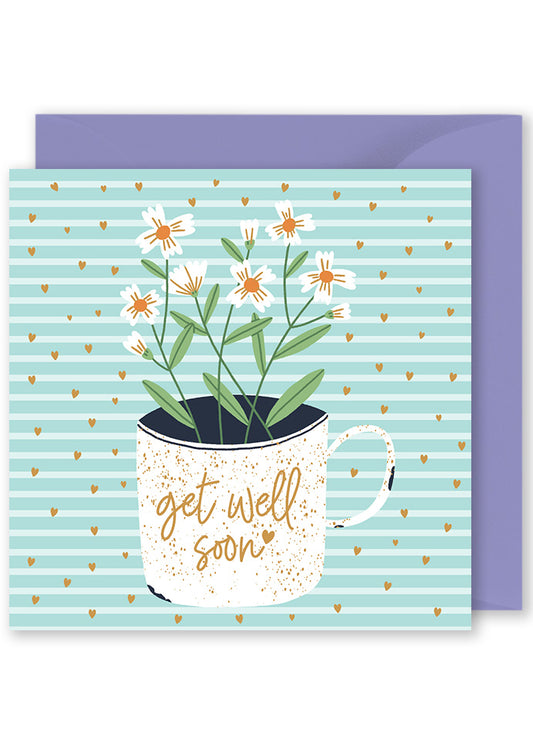 "Get Well Soon" Mug of Flowers Gift Card