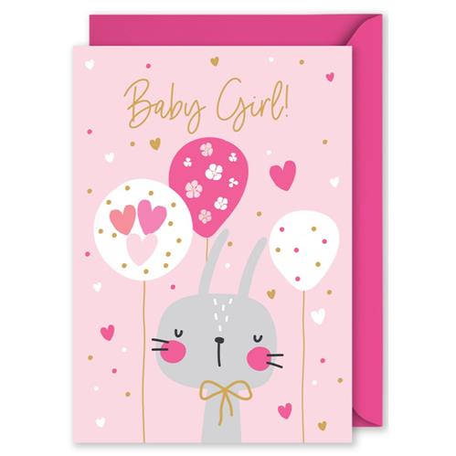 "Baby Girl" Cute Bear Greeting Card