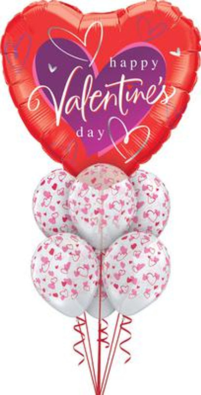 Valentine's Day Balloon Bouquet - 1 x Foil + 5 x Latex