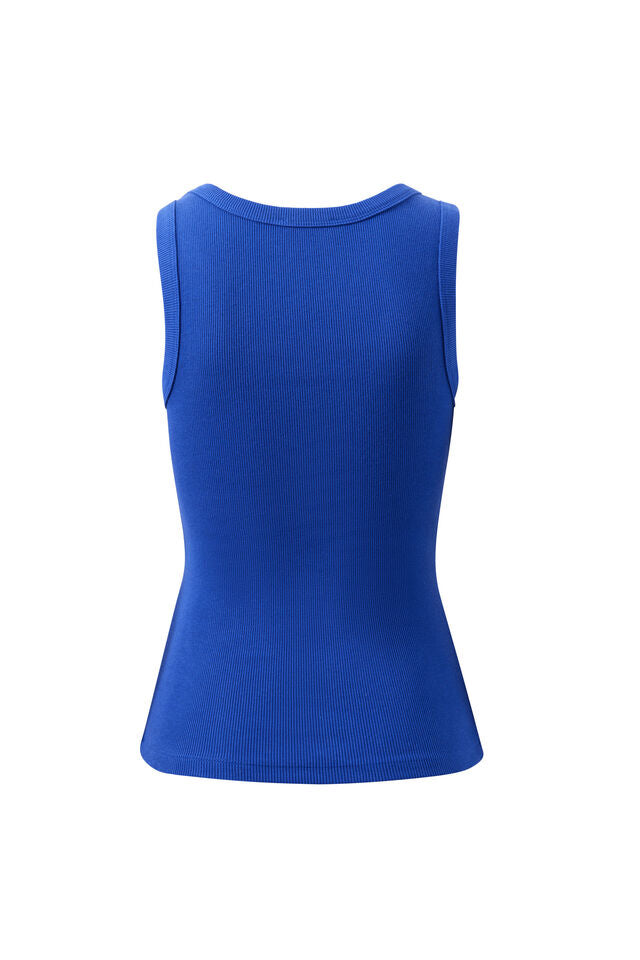 Zoe Contour Rib Scoop Tank - Polo Blue