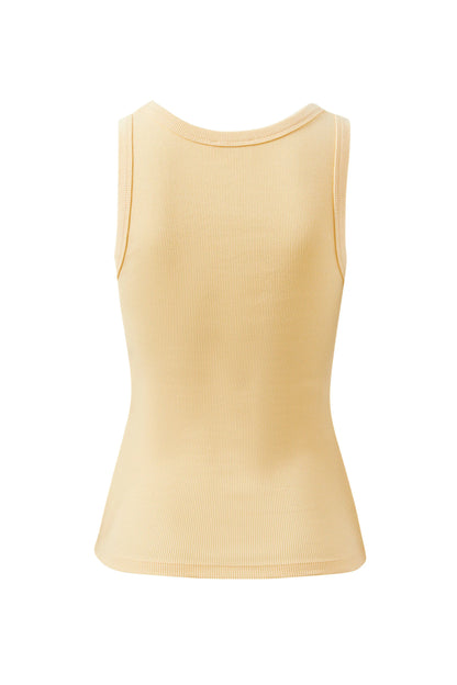 Zoe Contour Rib Scoop Tank - Butter