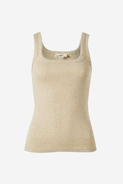 Contour Rib Square Neck Tank - Oatmeal