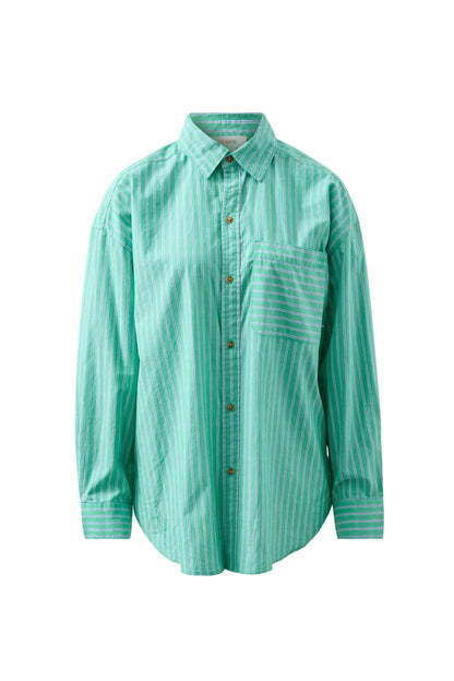 Peta Oversized Shirt - Zesty Green Stripe