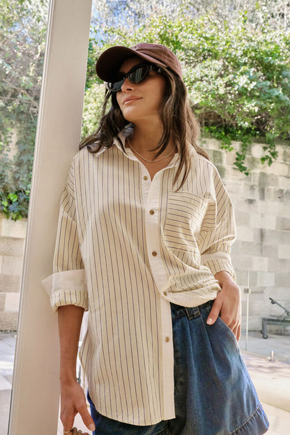 Peta Oversized Shirt - Sunny Yellow Stripe