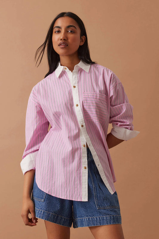 Peta Oversized Shirt - Hibiscus Pink