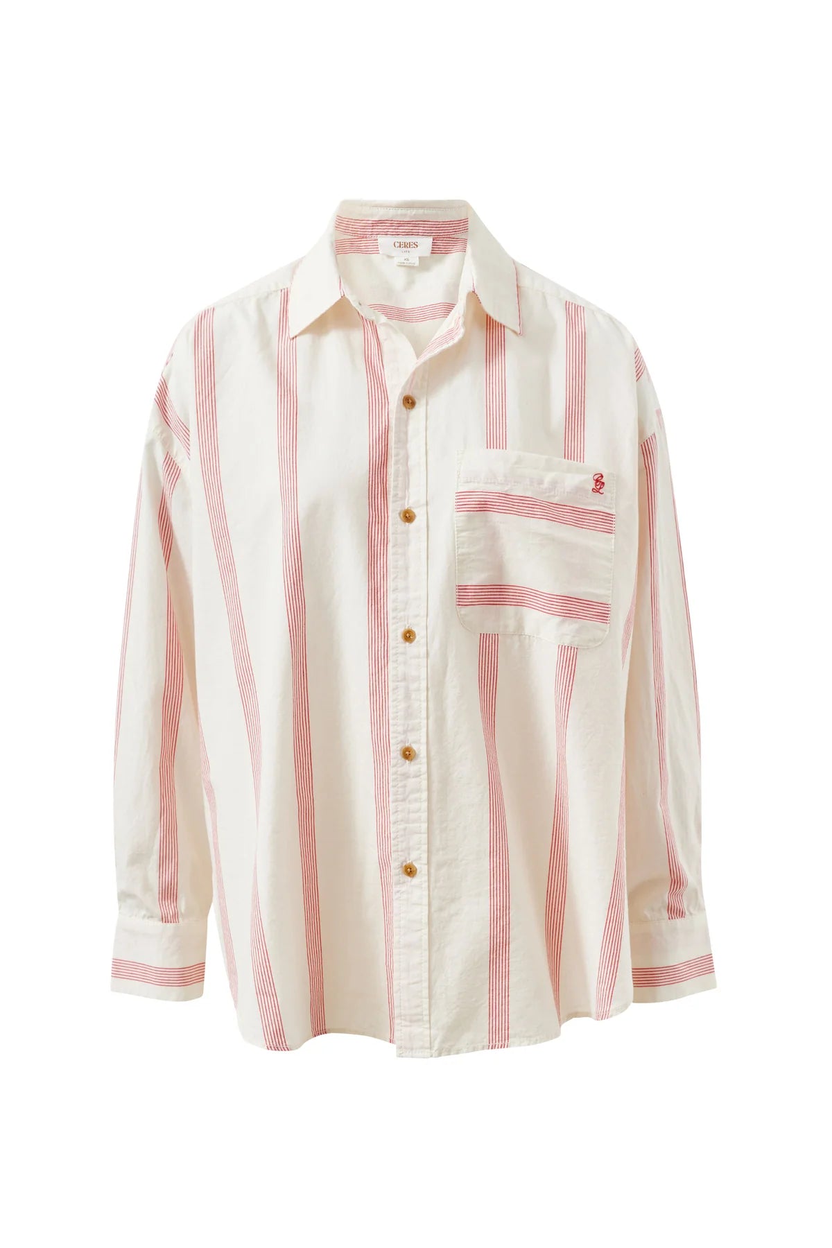 Peta Oversized Shirt - Variegated Red Stripe