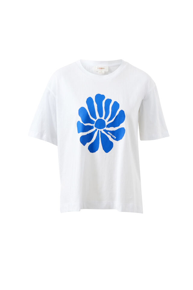 Stevie Slouchy Tee - White Ceres Flora