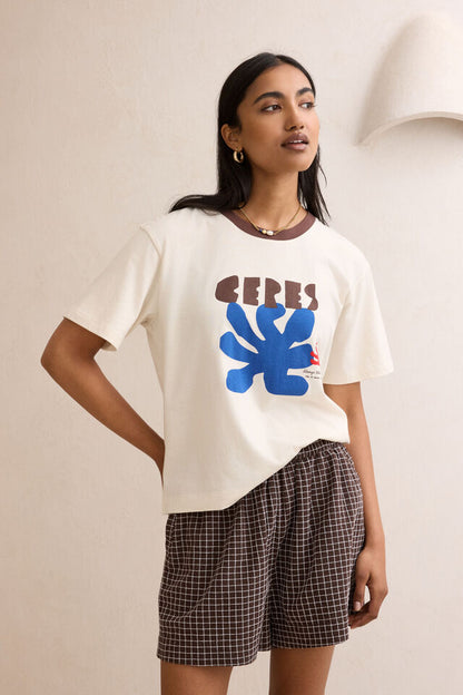 Stevie Slouchy Tee - Buff Sunny Afternoon