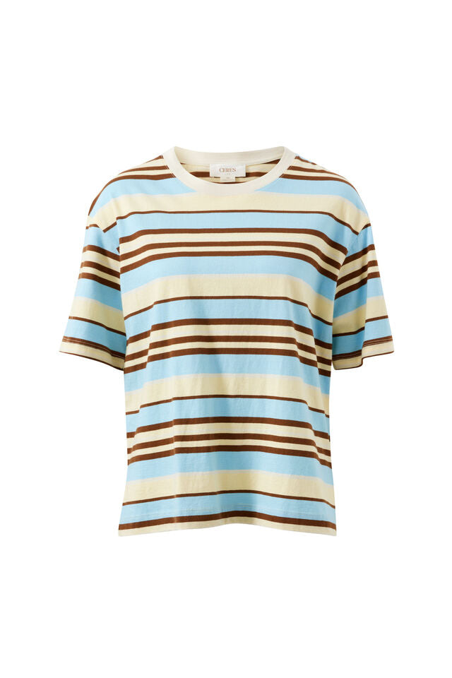 Stevie Slouchy Tee - Butter Toffee Fresh Blue