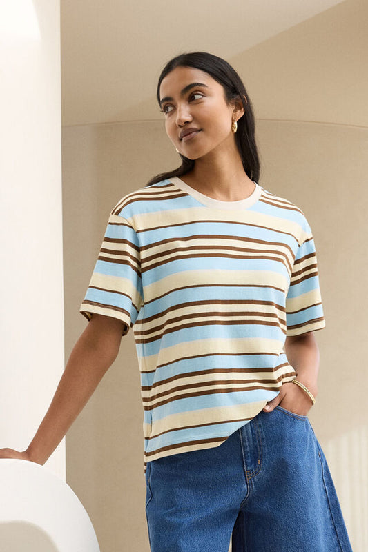 Stevie Slouchy Tee - Butter Toffee Fresh Blue