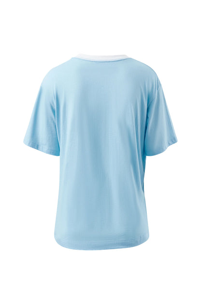 Stevie Slouchy Tee - Fresh Blue Basil Varsity